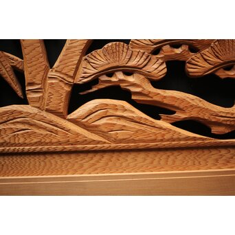 松竹梅 中型木彫欄間 2枚1組　R0025 