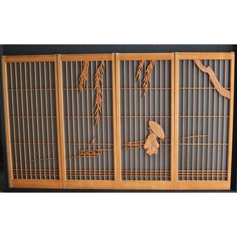 小野道風 柳に蛙 書院 4枚1組　R0028Y