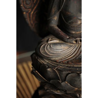 仏教美術 木彫阿弥陀如来坐像　X248 