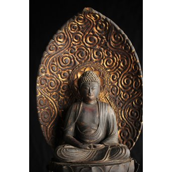 仏教美術 木彫阿弥陀如来坐像　X248 