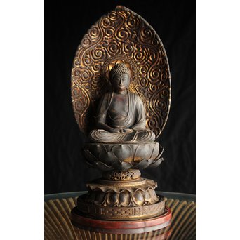 仏教美術 木彫阿弥陀如来坐像　X248 