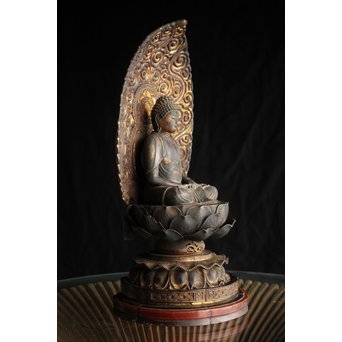 仏教美術 木彫阿弥陀如来坐像　X248 