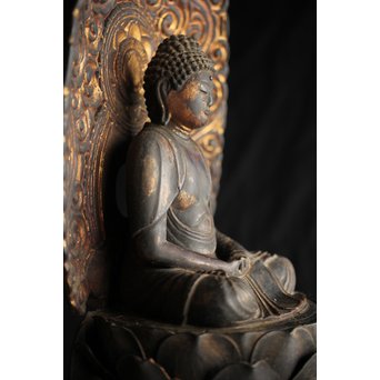 仏教美術 木彫阿弥陀如来坐像　X248 