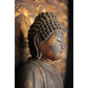 仏教美術 木彫阿弥陀如来坐像　X248 