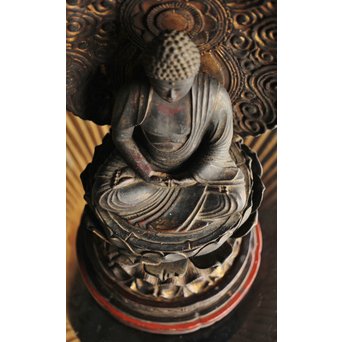 仏教美術 木彫阿弥陀如来坐像　X248 