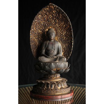 仏教美術 木彫阿弥陀如来坐像　X248 