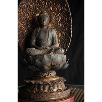 仏教美術 木彫阿弥陀如来坐像　X248 