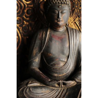 仏教美術 木彫阿弥陀如来坐像　X248 