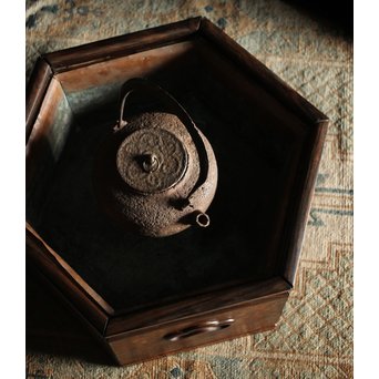 花梨瘤木に縞黒檀 六角瓶掛　X249 