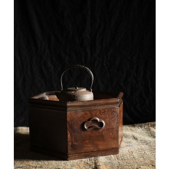 花梨瘤木に縞黒檀 六角瓶掛　X249 