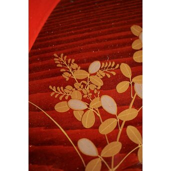 萩秋草朱塗蒔絵 膳五枚　Q111 