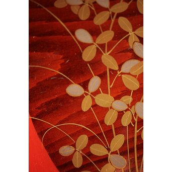 萩秋草朱塗蒔絵 膳五枚　Q111 