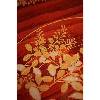 萩秋草朱塗蒔絵 膳五枚　Q111 