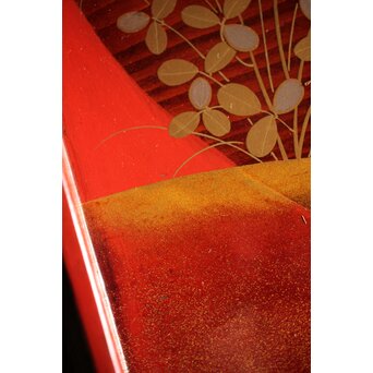 萩秋草朱塗蒔絵 膳五枚　Q111 