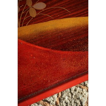 萩秋草朱塗蒔絵 膳五枚　Q111 