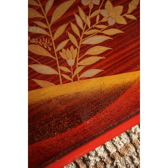 萩秋草朱塗蒔絵 膳五枚　Q111 