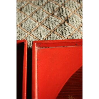 萩秋草朱塗蒔絵 膳五枚　Q111 