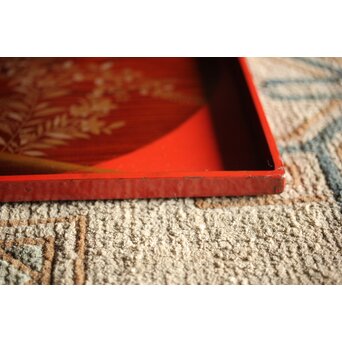 萩秋草朱塗蒔絵 膳五枚　Q111 