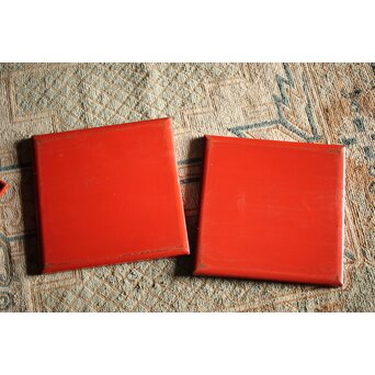 萩秋草朱塗蒔絵 膳五枚　Q111 