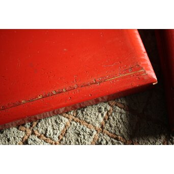 萩秋草朱塗蒔絵 膳五枚　Q111 