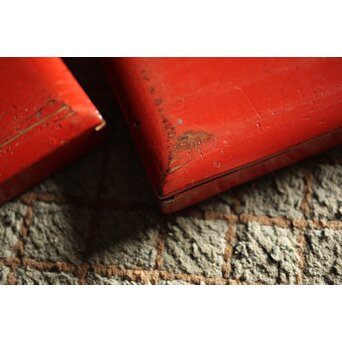 萩秋草朱塗蒔絵 膳五枚　Q111 