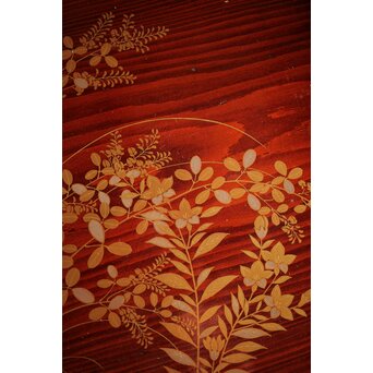 萩秋草朱塗蒔絵 膳五枚　Q111 