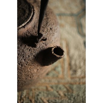 紫金堂 忠三郎系 時代鉄環摘蓋 平提手 天明形手取釜/鉄瓶/湯沸　M229 