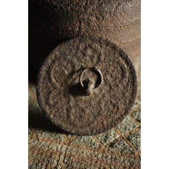 紫金堂 忠三郎系 時代鉄環摘蓋 平提手 天明形手取釜/鉄瓶/湯沸　M229 