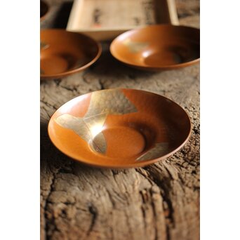 玉川堂 葉紋茶托5枚1組　M231 