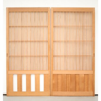 障子枠付 白木格子戸 2枚1組　L1032Y