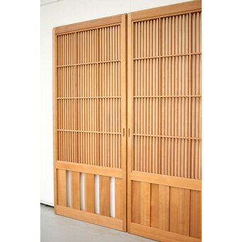 障子枠付 白木格子戸 2枚1組　L1032Y 