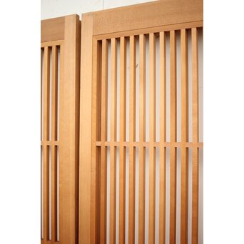 障子枠付 白木格子戸 2枚1組　L1032Y 