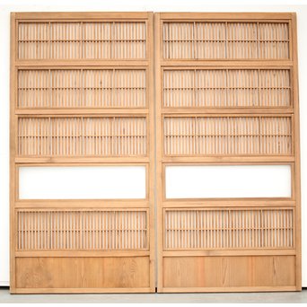 障子枠付 白木格子戸 4枚1組　L1034 