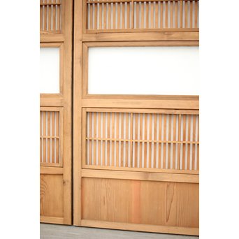 障子枠付 白木格子戸 4枚1組　L1034 