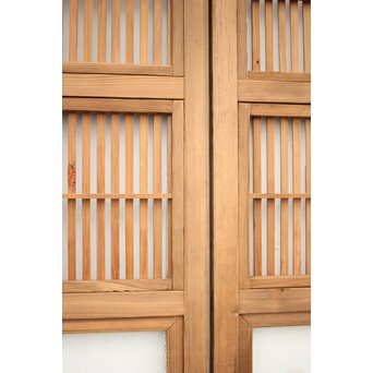 障子枠付 白木格子戸 4枚1組　L1034 