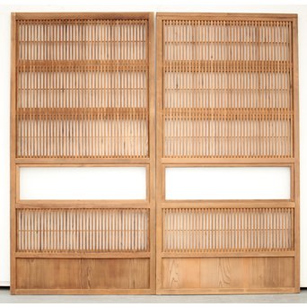 障子枠付 白木格子戸 4枚1組　L1034 