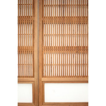 障子枠付 白木格子戸 4枚1組　L1034 