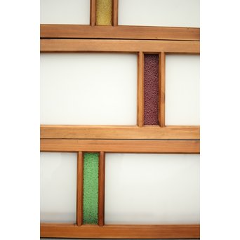 4色ガラスの欄間/明り取り 4枚1組　R0038Y 