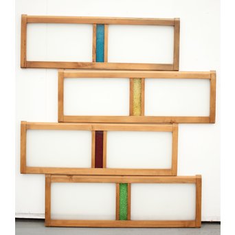 4色ガラスの欄間/明り取り 4枚1組　R0038Y 