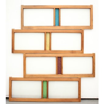 4色ガラスの欄間/明り取り 4枚1組　R0038Y