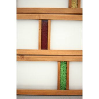 4色ガラスの欄間/明り取り 4枚1組　R0038Y 