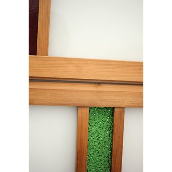 4色ガラスの欄間/明り取り 4枚1組　R0038Y 