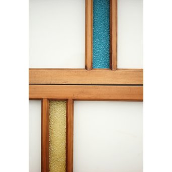 4色ガラスの欄間/明り取り 4枚1組　R0038Y 