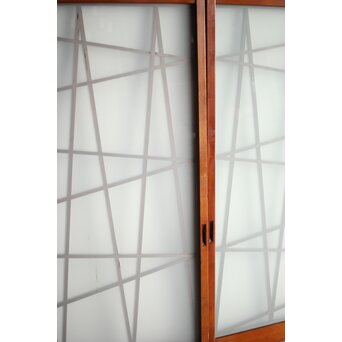 幾何学模様組子の中型建具 2枚1組　GD1309 くもりガラスなので薄っすらと組子が透過