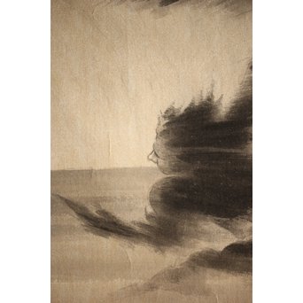 水墨 雷神図 画鬼一生 掛軸　Z227 