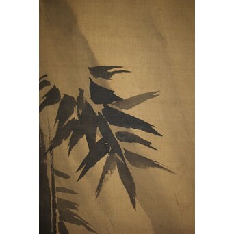 狩野派 倣 鶴澤探索 絹本水墨 猛虎図 掛軸　Z228 