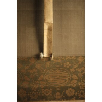 狩野派 倣 鶴澤探索 絹本水墨 猛虎図 掛軸　Z228 