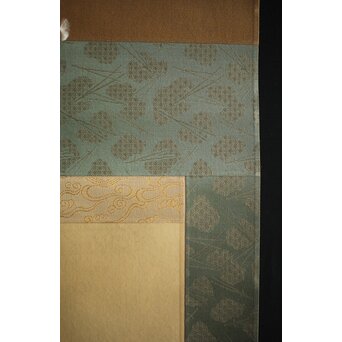 横尾木鶏 双鶴図 絹本彩色掛軸　Z229 