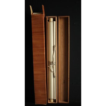 横尾木鶏 双鶴図 絹本彩色掛軸　Z229 