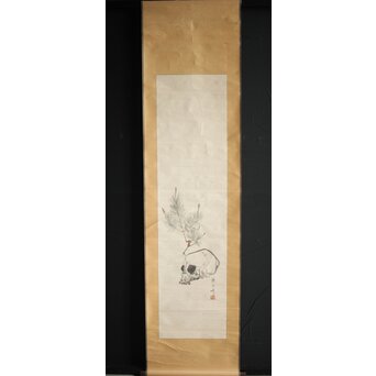 鷗舟作 紙本掛軸 野晒　Z230 